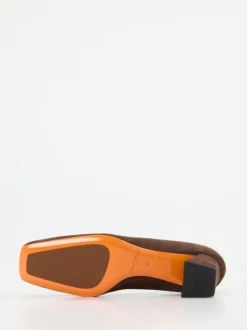 Santoni – Blockabsatz-Pumps aus Veloursleder Braun