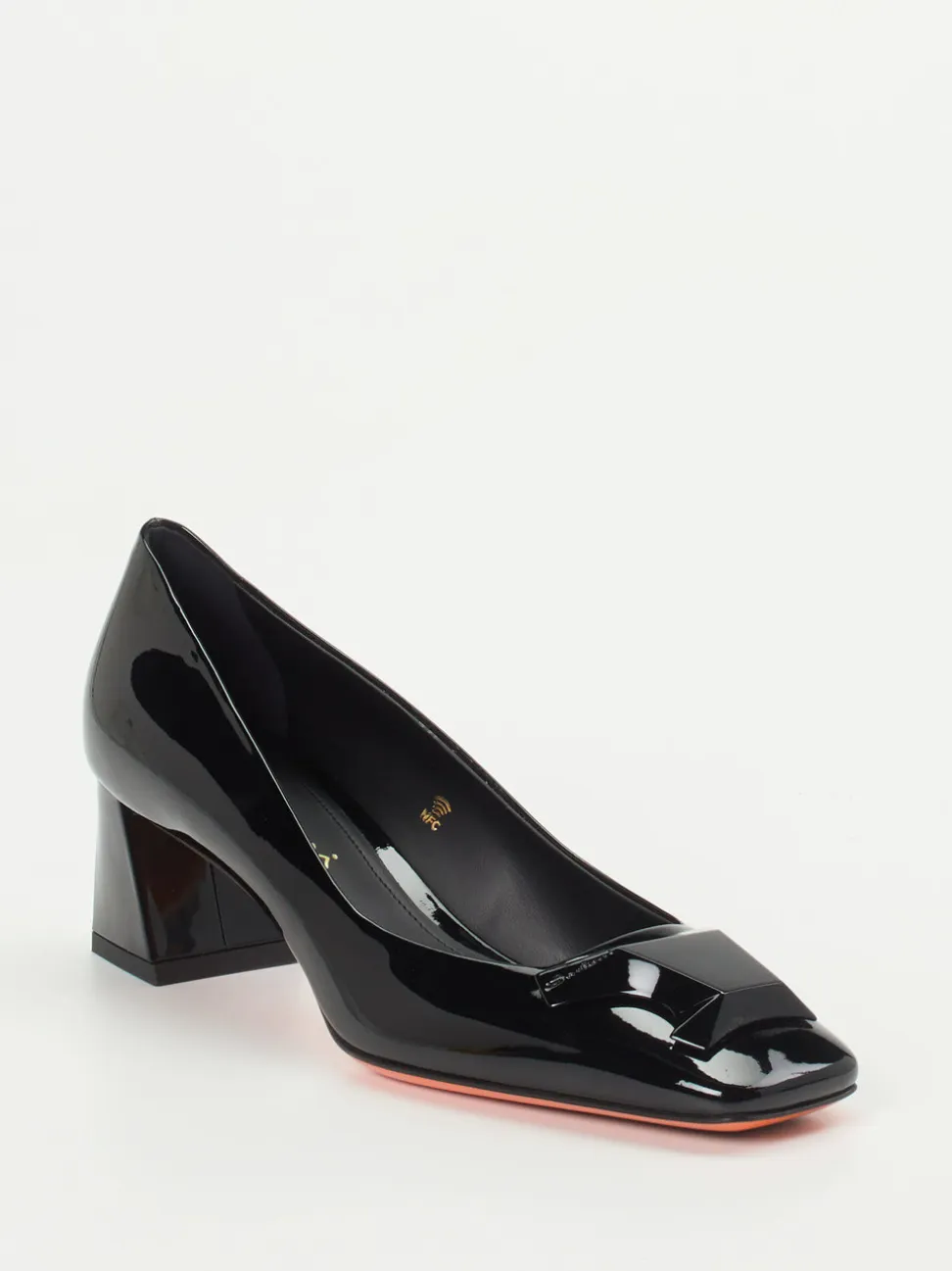 Santoni – Blockabsatz-Pumps aus Lackleder Schwarz