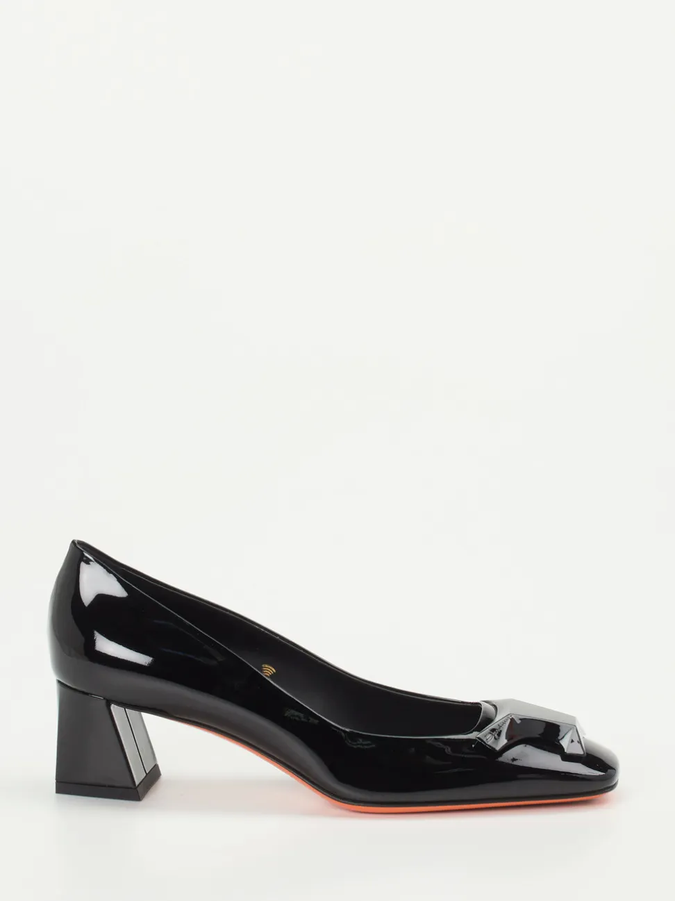 Santoni – Blockabsatz-Pumps aus Lackleder Schwarz