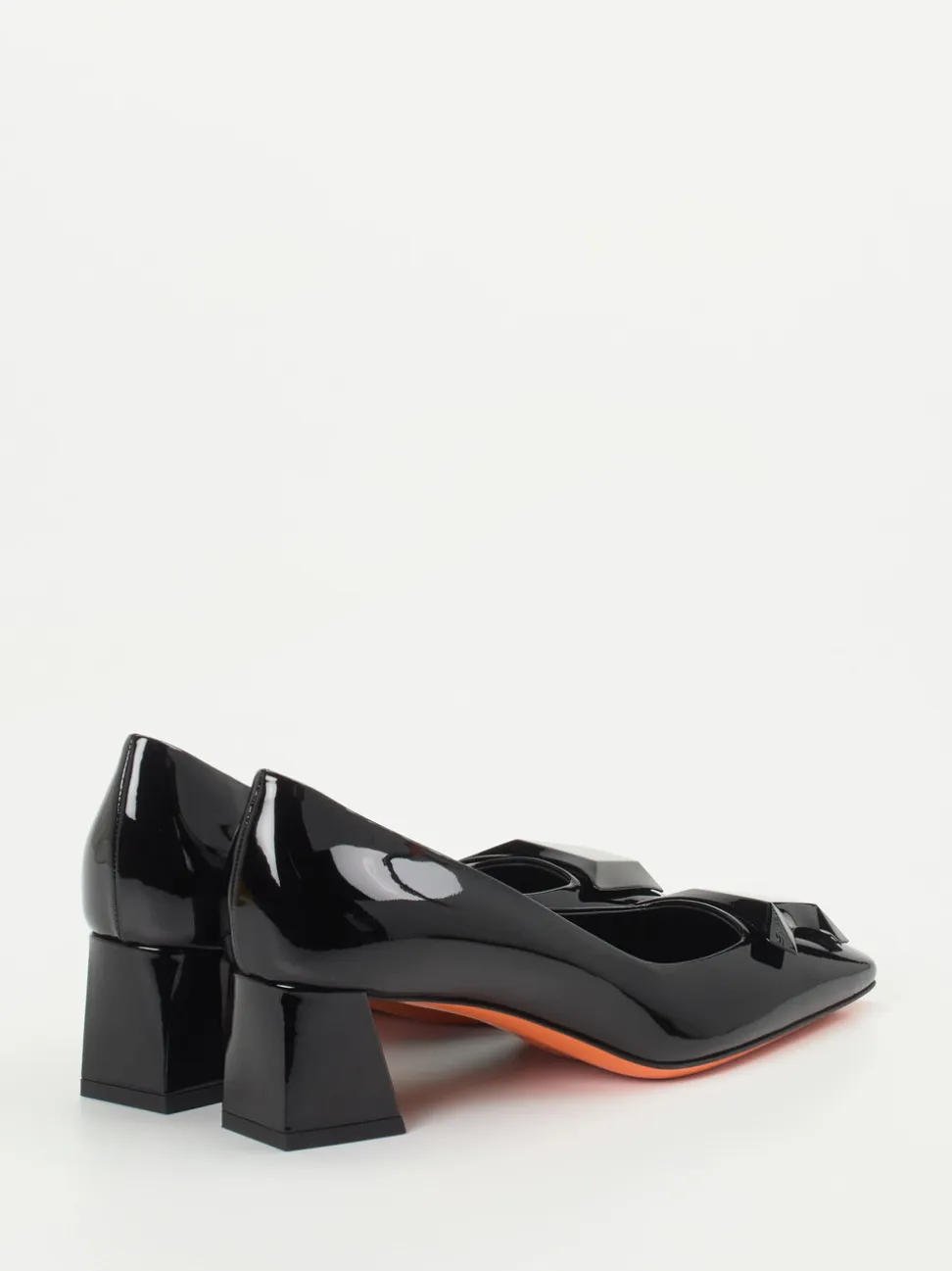 Santoni – Blockabsatz-Pumps aus Lackleder Schwarz