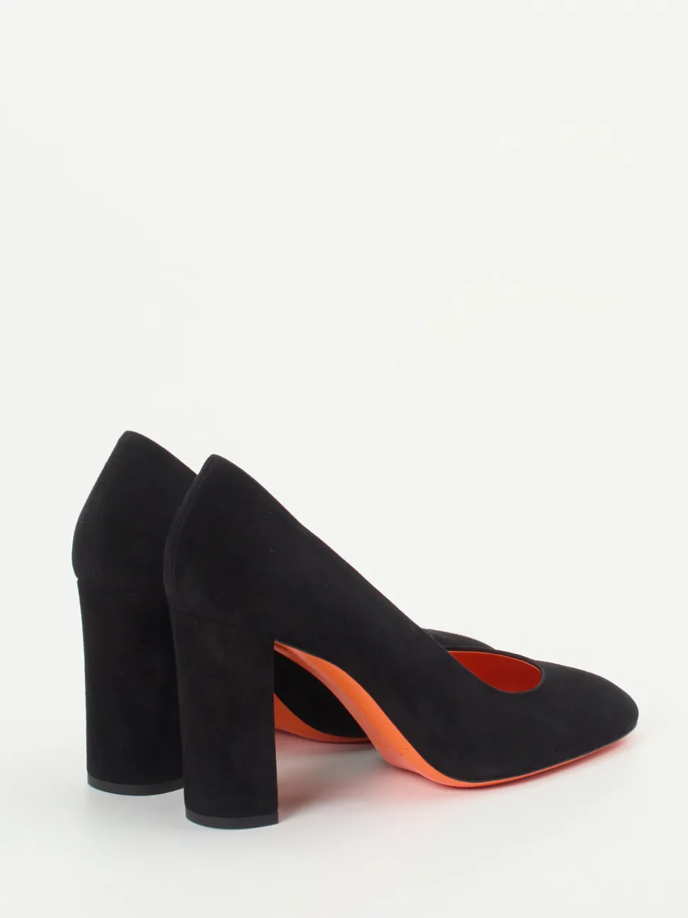 Santoni – Blockabsatz-Pumps aus Veloursleder Schwarz