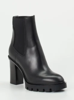 Santoni – Chelsea Boots aus Hochglanzleder Schwarz