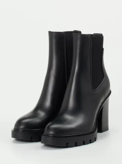 Santoni – Chelsea Boots aus Hochglanzleder Schwarz
