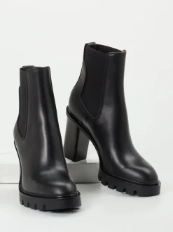 Santoni – Chelsea Boots aus Hochglanzleder Schwarz