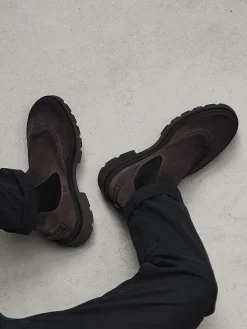 Santoni – Chelsea Boots aus Veloursleder dunkelgrau