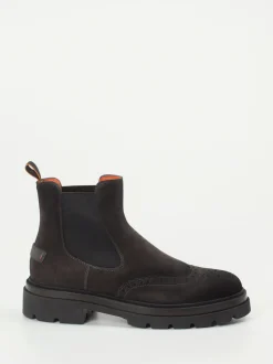 Santoni – Chelsea Boots aus Veloursleder dunkelgrau