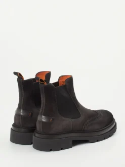 Santoni – Chelsea Boots aus Veloursleder dunkelgrau