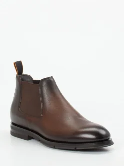 Santoni – Chelsea Boots aus Kalbleder Dunkelbraun