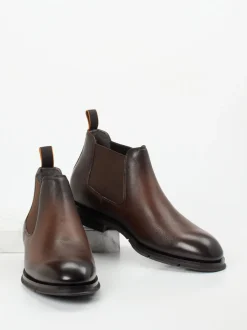 Santoni – Chelsea Boots aus Kalbleder Dunkelbraun
