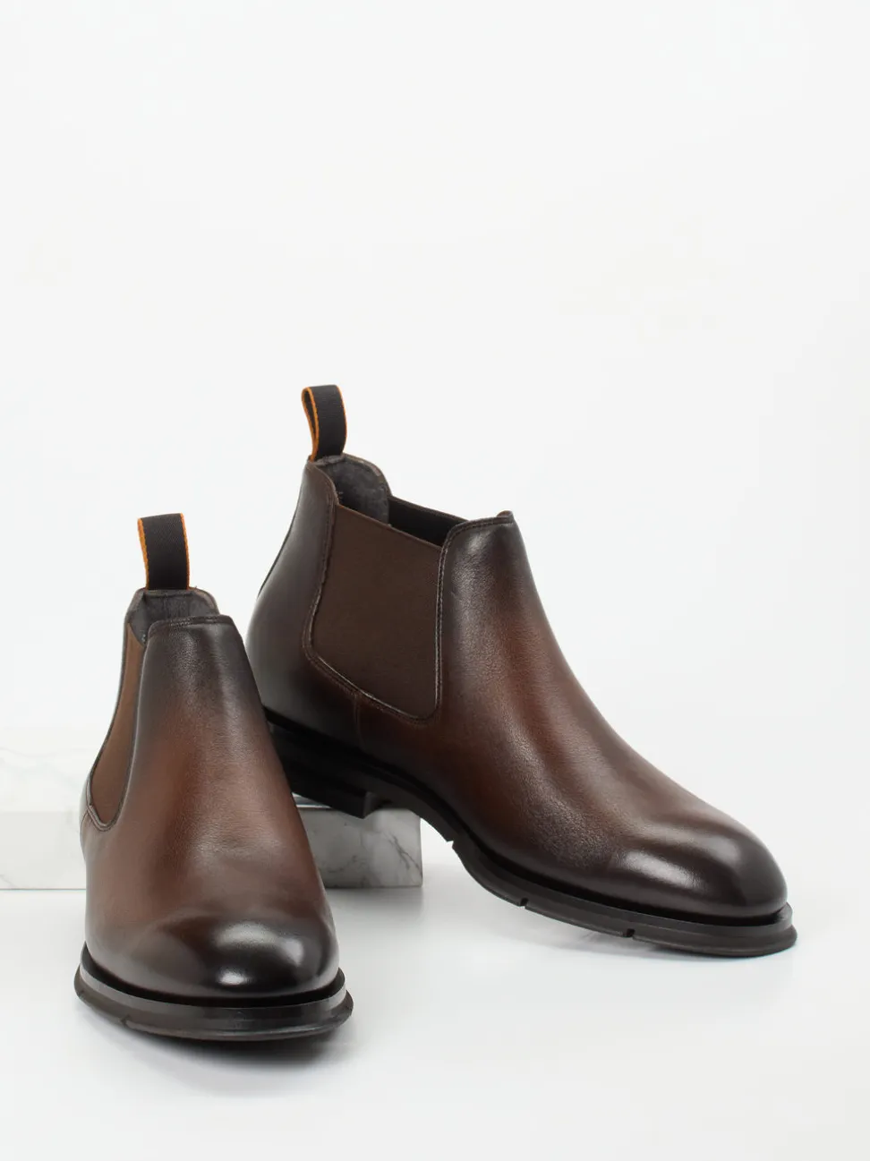 Santoni – Chelsea Boots aus Kalbleder Dunkelbraun