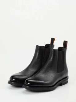 Santoni – Chelsea Boots aus Kalbleder Schwarz