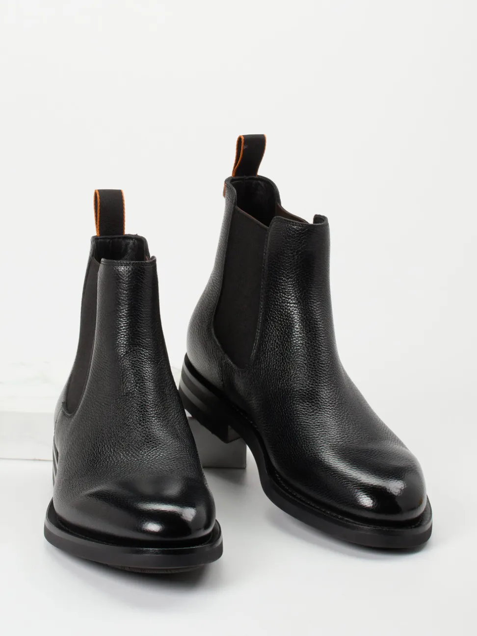Santoni – Chelsea Boots aus Kalbleder Schwarz