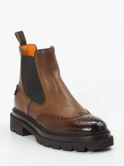 Santoni – Chelsea Boots aus Hirschleder Braun