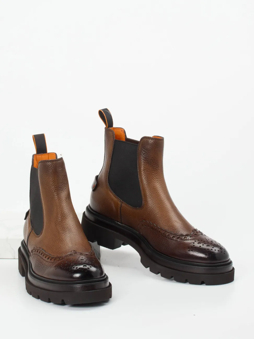 Santoni – Chelsea Boots aus Hirschleder Braun