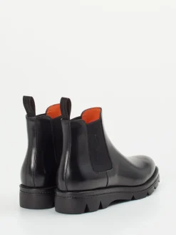 Santoni – Chelsea Boots aus Hochglanzleder schwarz