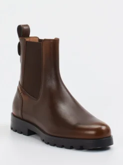 Santoni – Chelsea Boots aus Kalbleder Dunkelbraun