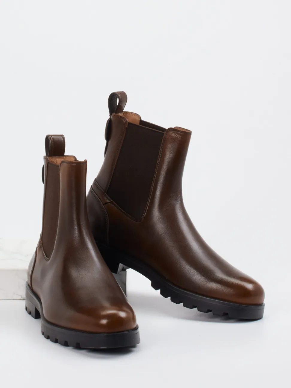 Santoni – Chelsea Boots aus Kalbleder Dunkelbraun