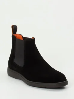 Santoni – Chelsea Boots aus Veloursleder schwarz