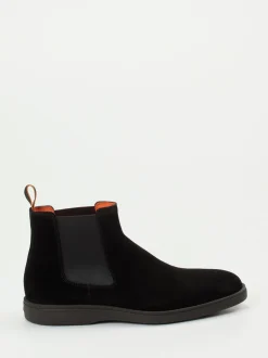 Santoni – Chelsea Boots aus Veloursleder schwarz