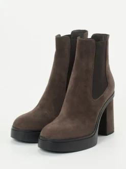 Santoni – Chelsea Boots aus Veloursleder braun