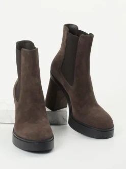Santoni – Chelsea Boots aus Veloursleder braun