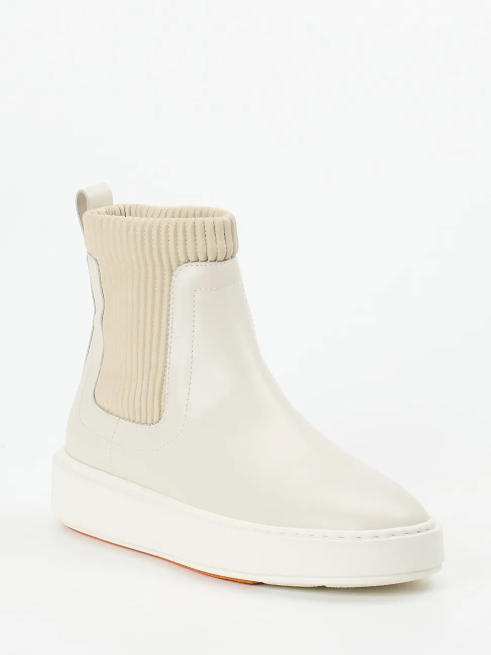 Santoni – Chelsea Stiefelette aus Kalbleder cremeweiß