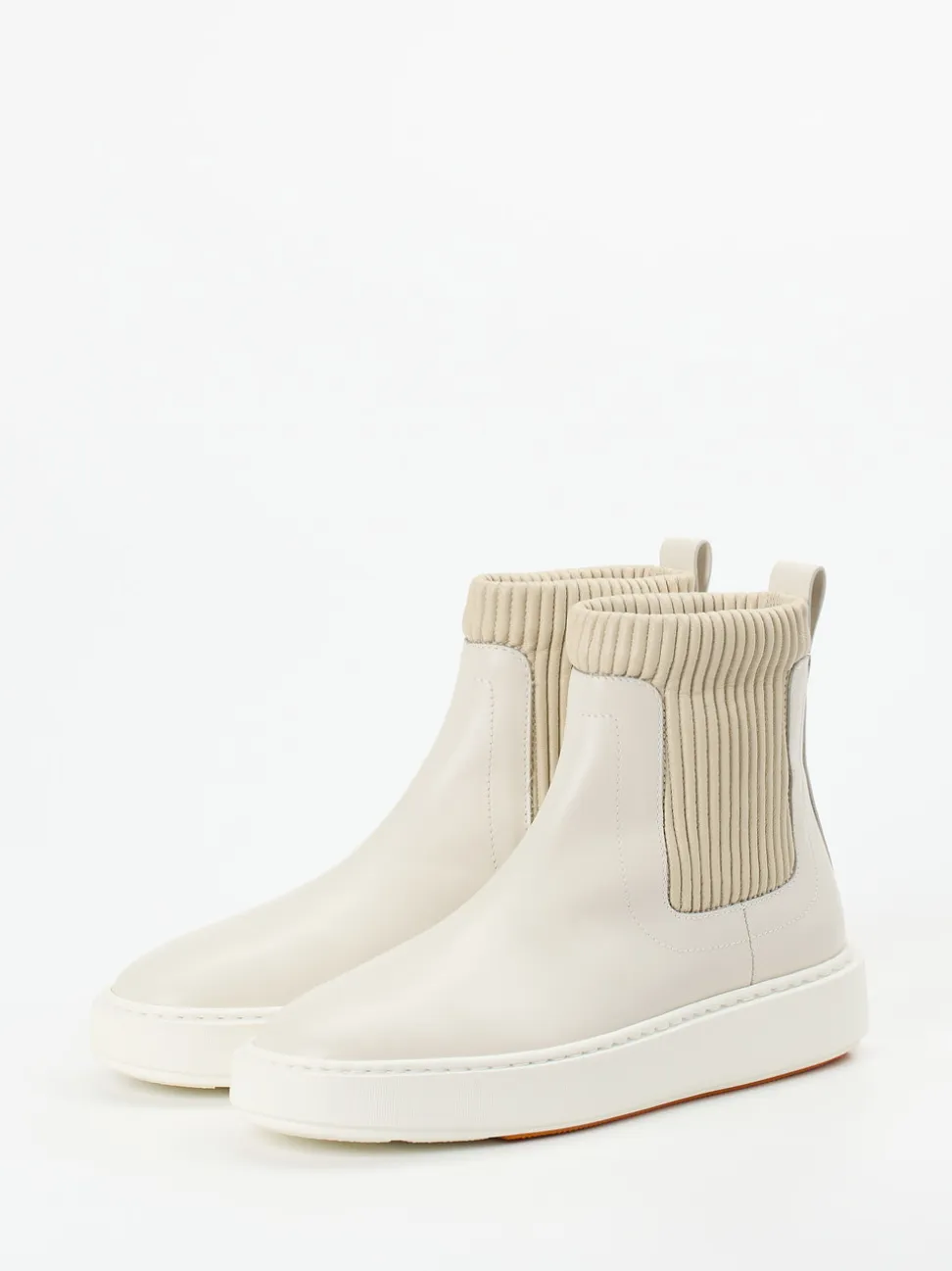 Santoni – Chelsea Stiefelette aus Kalbleder cremeweiß