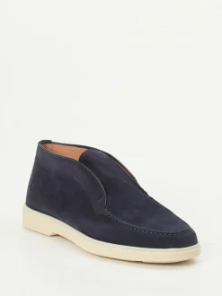 Santoni – Chukka Boots aus Veloursleder Dunkelblau