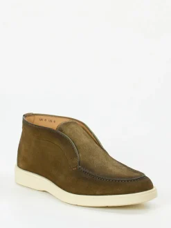 Santoni – Chukka Boots aus Veloursleder olivgrün