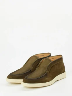 Santoni – Chukka Boots aus Veloursleder olivgrün