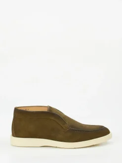 Santoni – Chukka Boots aus Veloursleder olivgrün