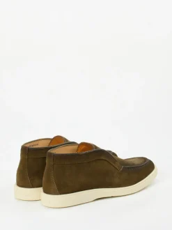 Santoni – Chukka Boots aus Veloursleder olivgrün