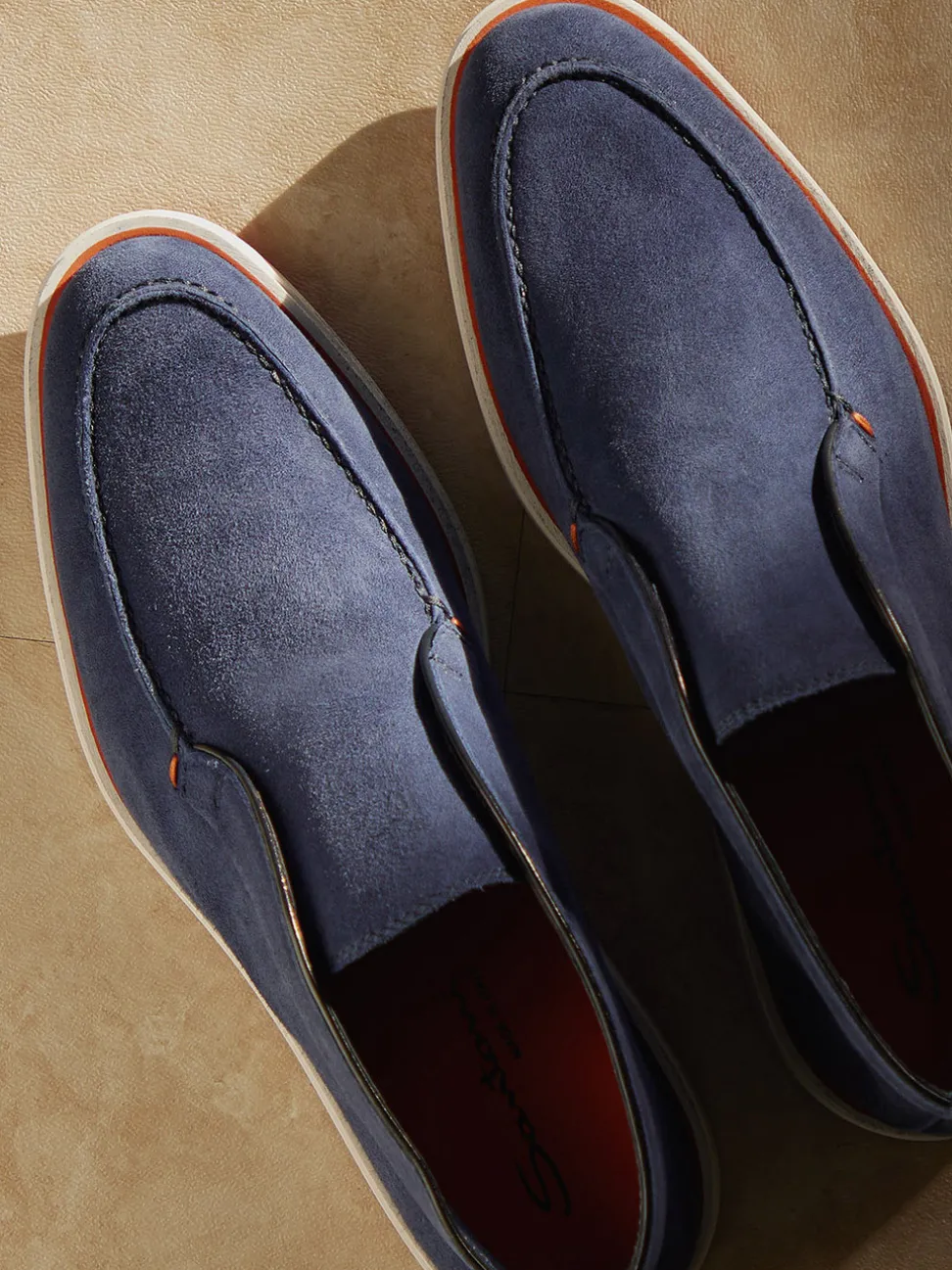 Santoni – Chukka Boots aus Veloursleder Nachtblau