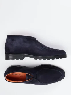 Santoni – Chukka Boots aus Veloursleder nachtblau
