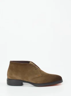 Santoni – Desert Boots aus Veloursleder Olivbraun