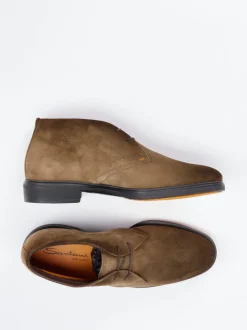 Santoni – Desert Boots aus Veloursleder Olivbraun