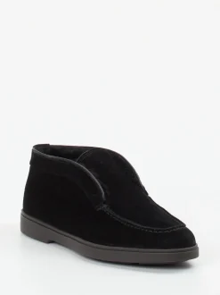 Santoni – Desert Boots aus Veloursleder schwarz