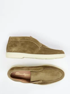 Santoni – Desert Boots aus Veloursleder olivbraun