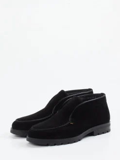 Santoni – Desert Boots aus Veloursleder schwarz