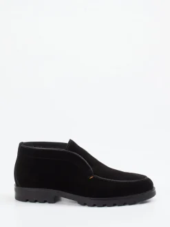 Santoni – Desert Boots aus Veloursleder schwarz
