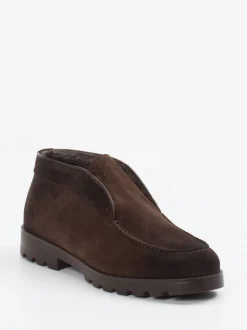 Santoni – Halbschuhe aus Veloursleder Dunkelbraun