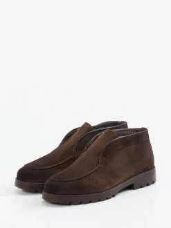Santoni – Halbschuhe aus Veloursleder Dunkelbraun