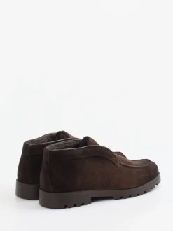 Santoni – Halbschuhe aus Veloursleder Dunkelbraun