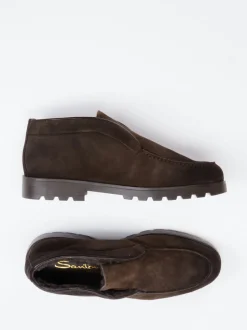Santoni – Halbschuhe aus Veloursleder Dunkelbraun