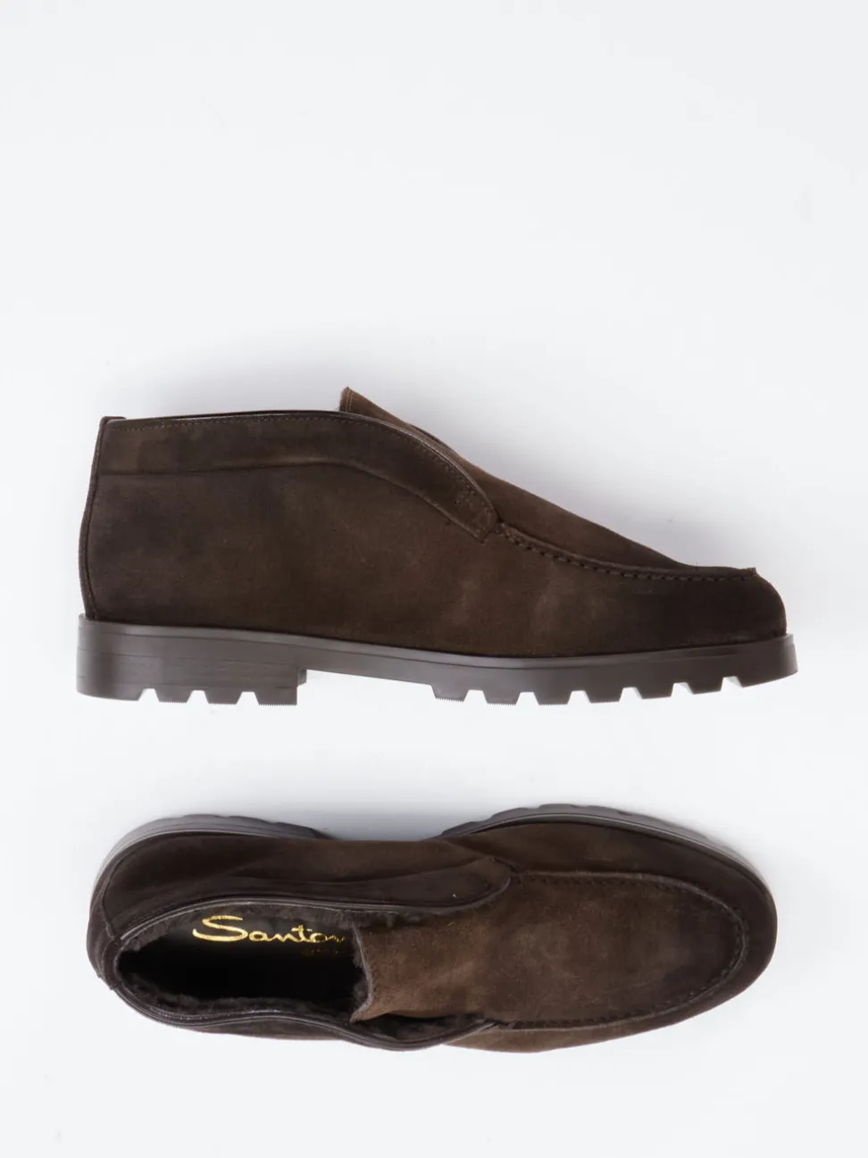 Santoni – Halbschuhe aus Veloursleder Dunkelbraun