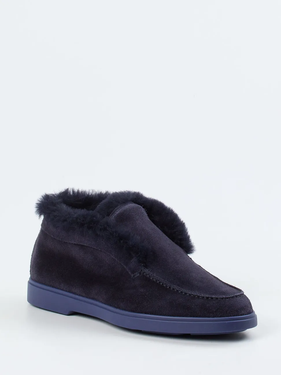 Santoni – Hausschuh aus Veloursleder in Dunkelblau