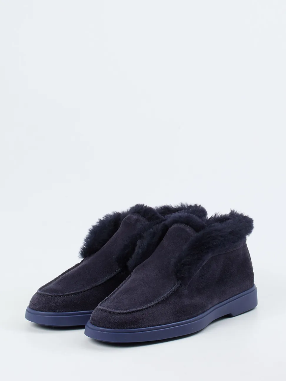Santoni – Hausschuh aus Veloursleder in Dunkelblau