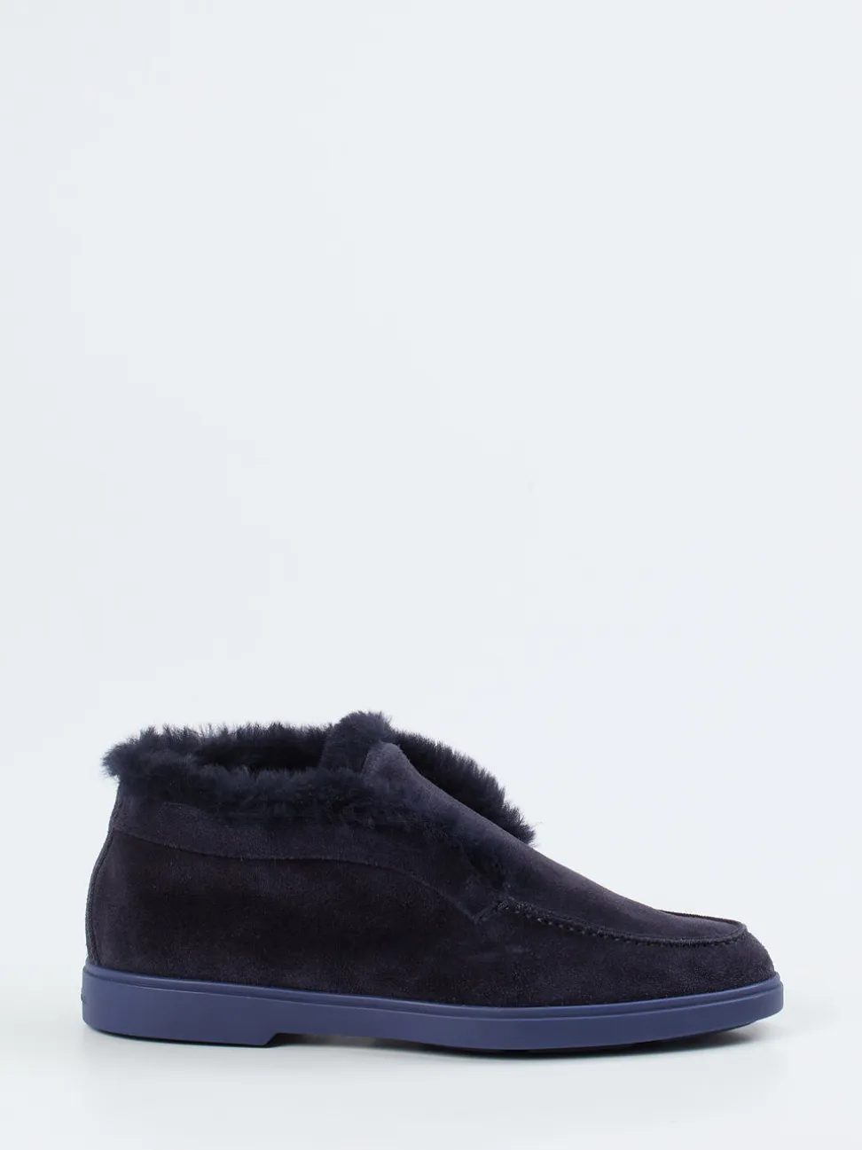 Santoni – Hausschuh aus Veloursleder in Dunkelblau