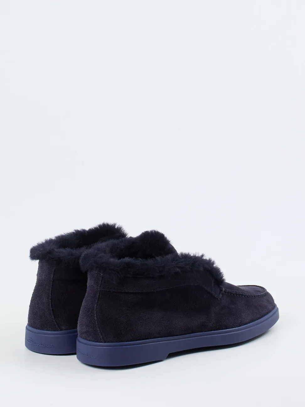 Santoni – Hausschuh aus Veloursleder in Dunkelblau