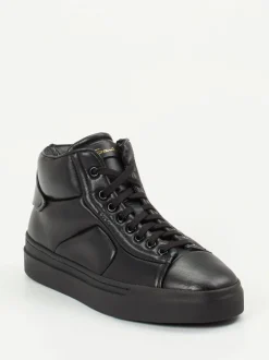 Santoni – High-Top Sneaker aus Lammleder Schwarz